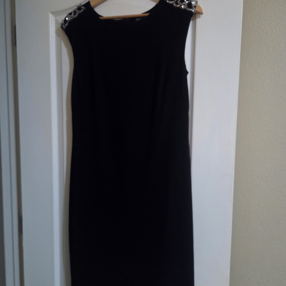 White House Black Market Black Embellished Mini Sheath Dress